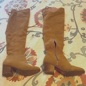 Also Camel Suede Knee High Boots